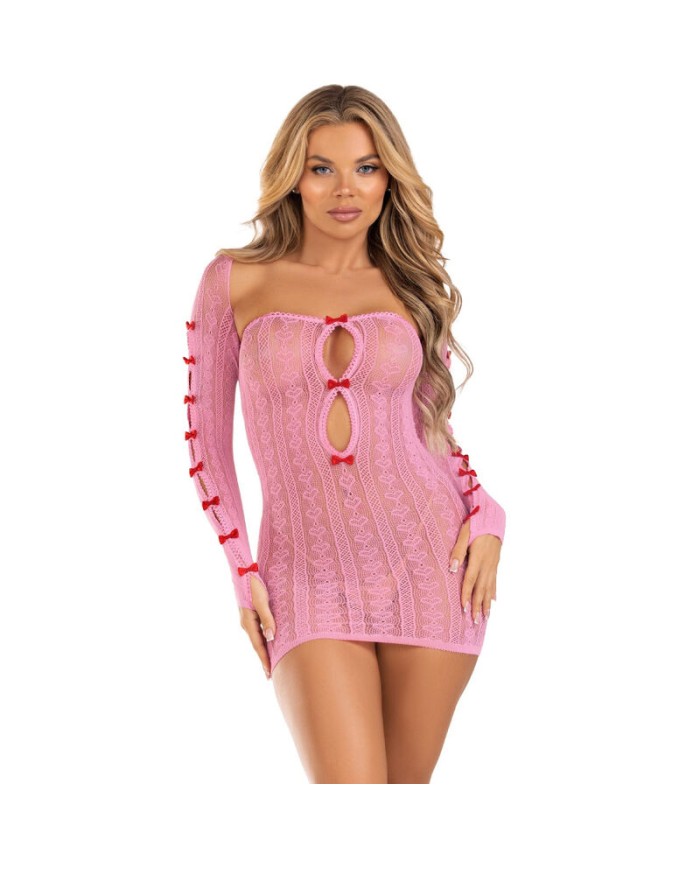 LEG AVENUE VESTIDO CORAZON LAZOS ROSA TALLA uNICA