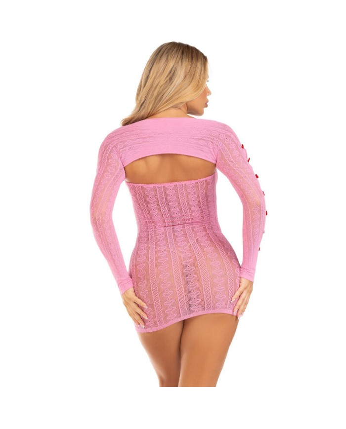 LEG AVENUE VESTIDO CORAZON LAZOS ROSA TALLA uNICA