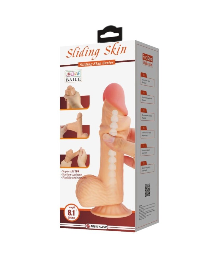 PRETTY LOVE SLIDING SKIN SERIES DILDO REALiSTICO CON VENTOSA PIEL DESLIZANTE 206 CM