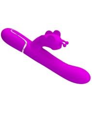 PRETTY LOVE VIBRADOR RABBIT MULTIFUNCIoN 4 EN 1 MARIPOSA FUCSIA