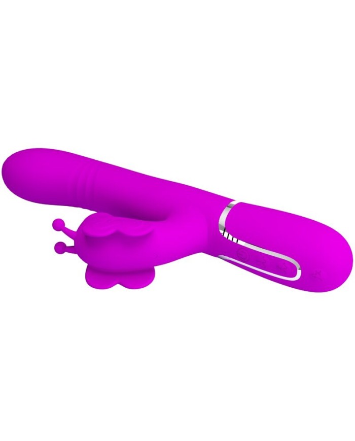 PRETTY LOVE VIBRADOR RABBIT MULTIFUNCIoN 4 EN 1 MARIPOSA FUCSIA