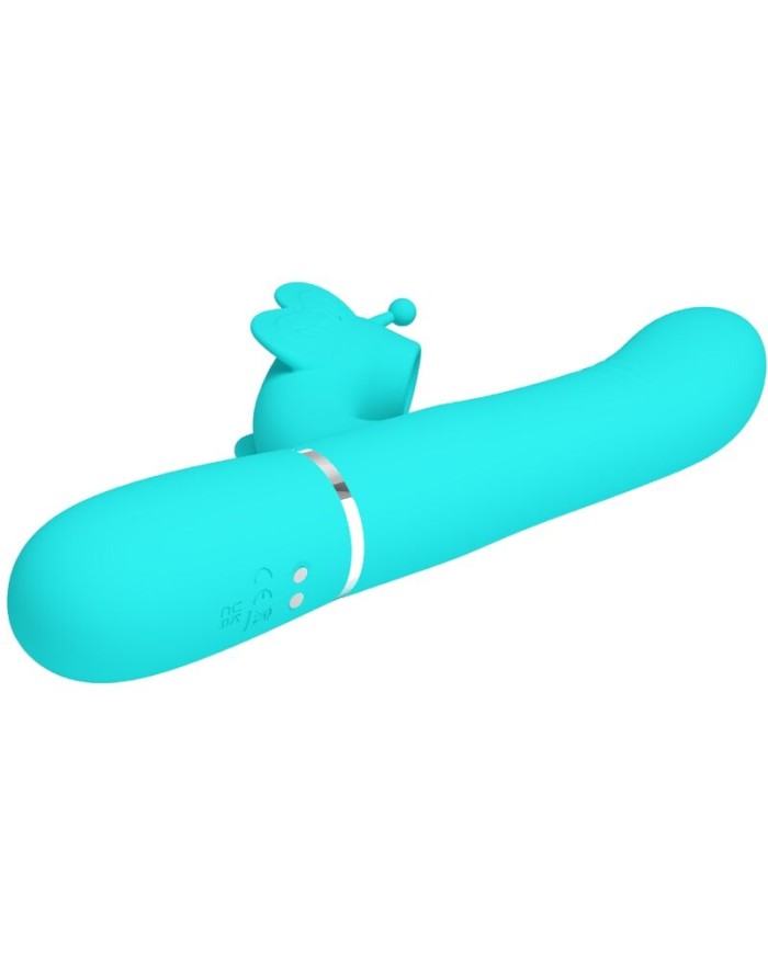 PRETTY LOVE VIBRADOR RABBIT MULTIFUNCIoN 4 EN 1 MARIPOSA VERDE AGUA