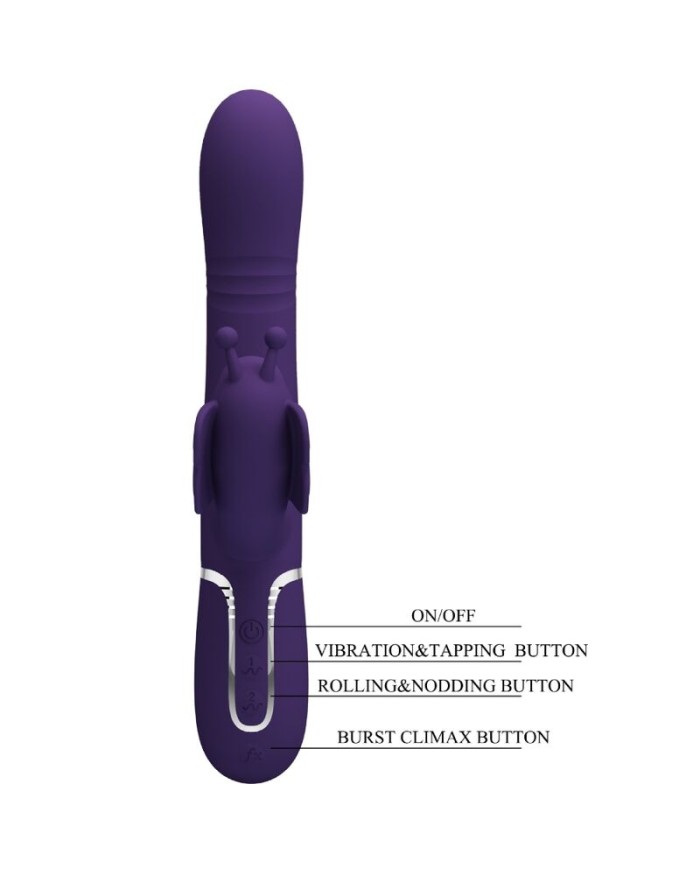 PRETTY LOVE VIBRADOR RABBIT MULTIFUNCIoN 4 EN 1 MARIPOSA MORADO