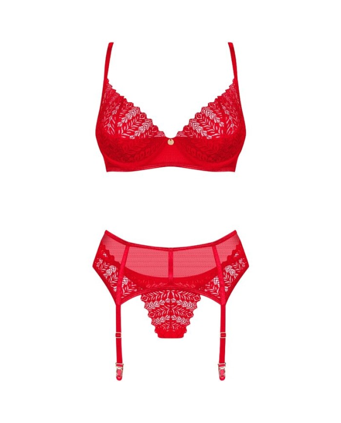 OBSESSIVE INGRIDIA SET DOS PIEZAS CROTCHLESS ROJO XS S