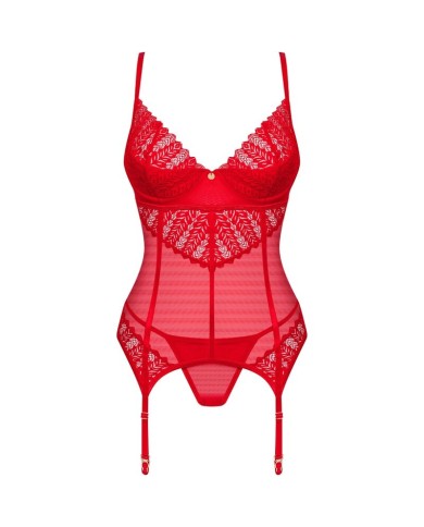 OBSESSIVE INGRIDIA CORSET TANGA ROJO XS S