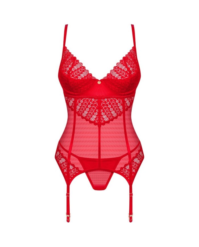 OBSESSIVE INGRIDIA CORSET TANGA ROJO XS S