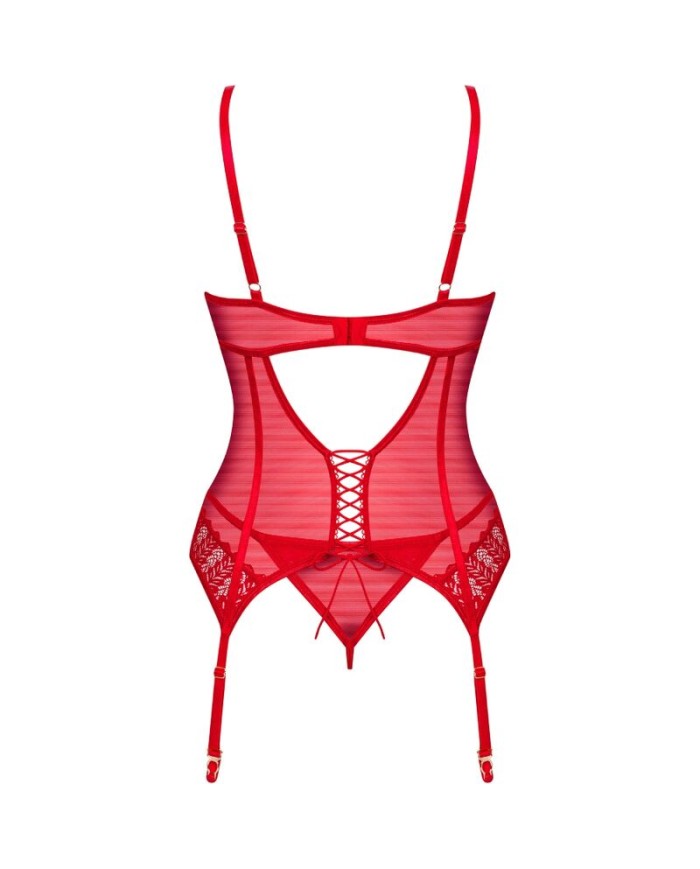 OBSESSIVE INGRIDIA CORSET TANGA ROJO XS S