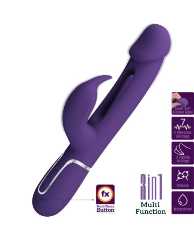 PRETTY LOVE KAMPAS VIBRADOR RABBIT 3 EN 1 MULTIFUNCIoN CON LENGUA VIOLETA