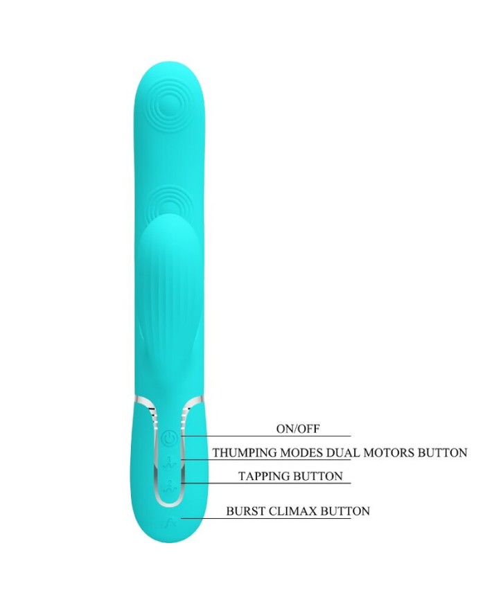 PRETTY LOVE PERLITA VIBRADOR PUNTO G 3 EN 1 MULTIFUNCIoN VERDE AGUA