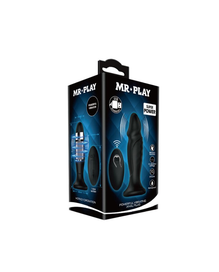 MR PLAY PLUG ANAL CON VIBRACION NEGRO CONTROL REMOTO