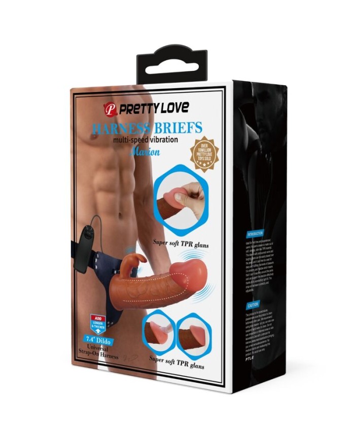 PRETTY LOVE MARION HARNESS BRIEFS UNIVERSAL CON DILDO VIBRACIoN 19 CM MULATO