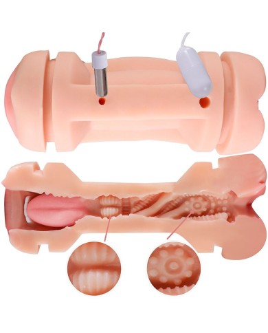 SHEQU KAY MASTURBADOR DOBLE CON VIBRACION DUAL BOCA Y VAGINA SHEQU KAY MASTURBADOR DOBLE CON VIBRACION DUAL BOCA Y VAGINA