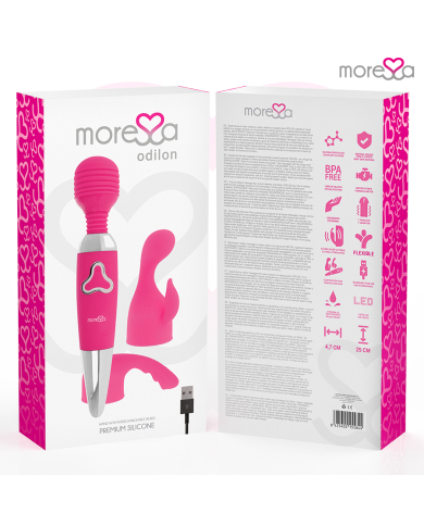 MORESSA ODILON WAND POTENTE MOTOR MAS DOS CABEZALES PREMIUM SILICONE RECARGABLE MORESSA ODILON WAND POTENTE MOTOR MAS DOS CABEZALES PREMIUM SILICONE RECARGABLE