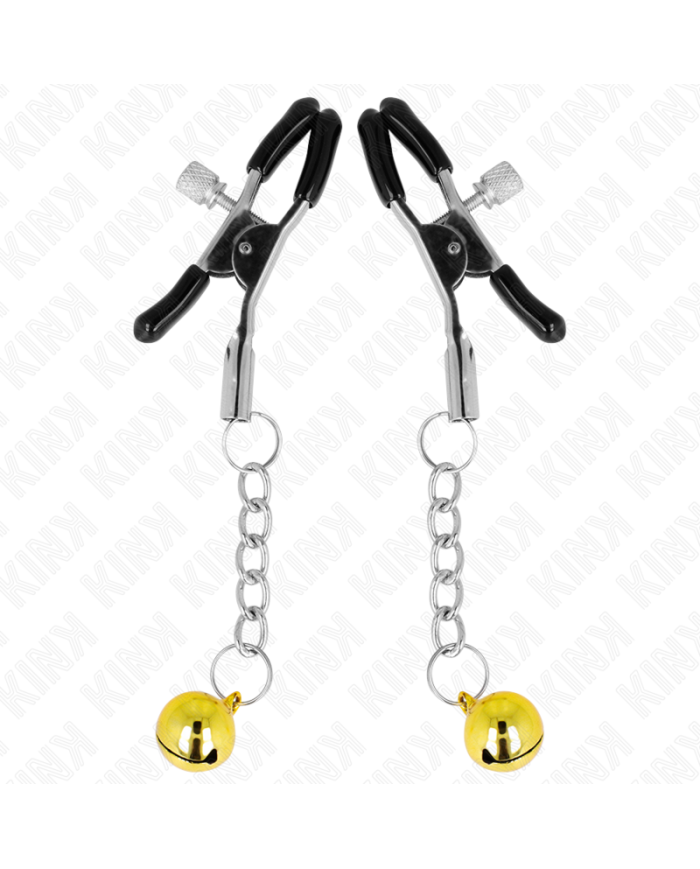 KINK PINZAS PARA PEZONES CON COLGANTE DE CASCABEL DORADO 6 CM