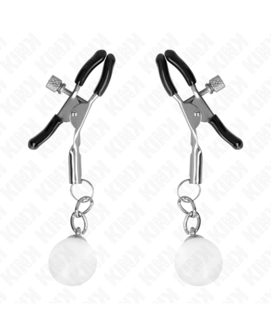 KINK PINZAS PARA PEZONES PLATEADAS CON COLGANTE DE VIDRIO 6 CM