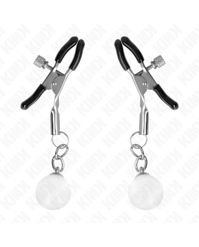 KINK PINZAS PARA PEZONES PLATEADAS CON COLGANTE DE VIDRIO 6 CM