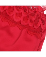 SUBBLIME BABYDOLL SATINADO CON ENCAJE ROJO S M