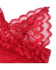 SUBBLIME BABYDOLL SATINADO CON ENCAJE ROJO S M