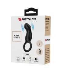 PRETTY LOVE TRAE ANILLO VIBRADOR CON ESTIMULADOR NEGRO