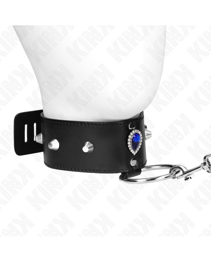 KINK COLLAR CON CORREA 65 CM CON DIAMANTES AZULES AJUSTABLE 36 43 CM X 5 CM