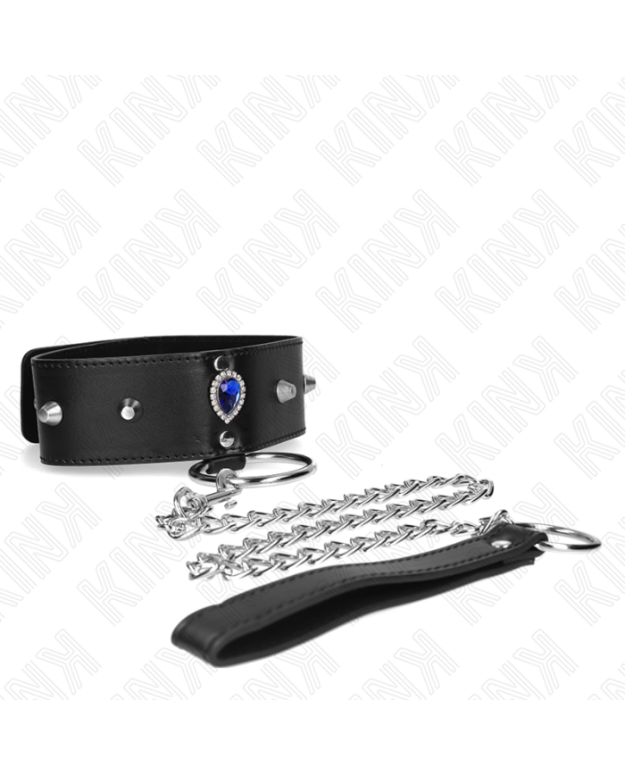 KINK COLLAR CON CORREA 65 CM CON DIAMANTES AZULES AJUSTABLE 36 43 CM X 5 CM