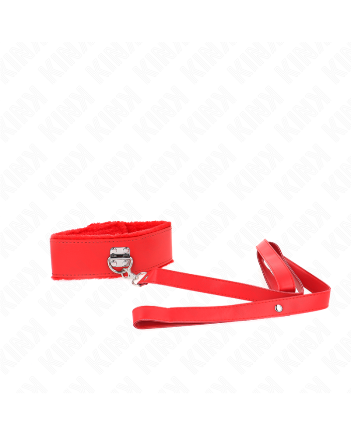 KINK COLLAR CON CORREA 116 CM CON TACHUELAS PLATEADAS MODELO 4 ROJO AJUSTABLE 40 48 CM X 6 CM