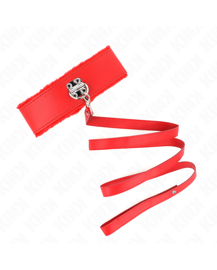 KINK COLLAR CON CORREA 116 CM CON TACHUELAS PLATEADAS MODELO 4 ROJO AJUSTABLE 40 48 CM X 6 CM