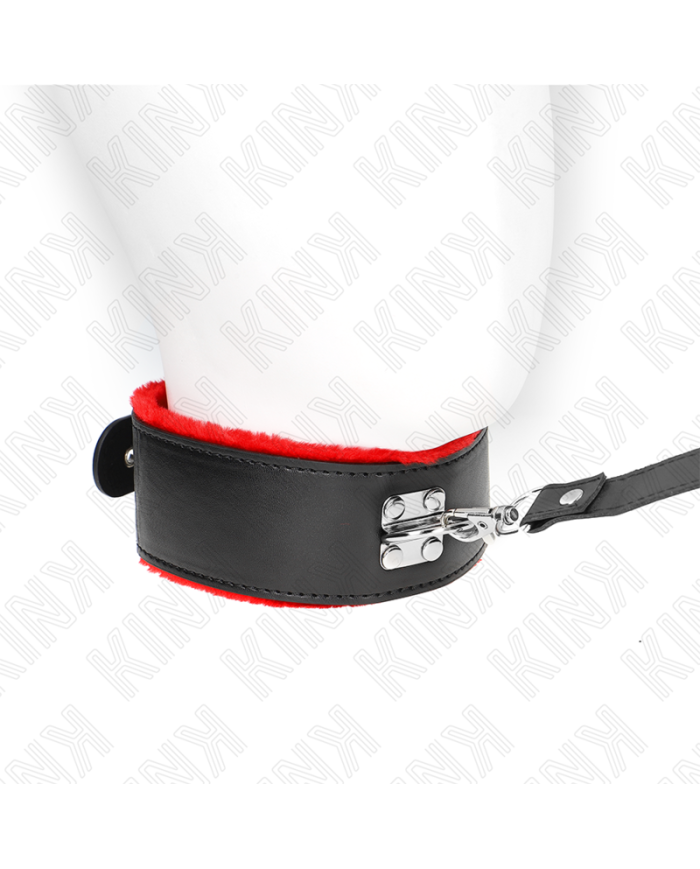 KINK COLLAR CON CORREA 116 CM DE PIEL ROJO AJUSTABLE 40 48 CM X 6 CM