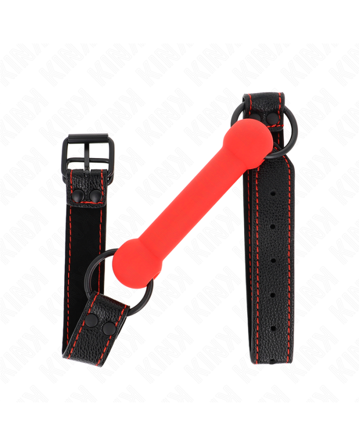 KINK MORDAZA FORMA DE HUESO CON CORREA POLIPIEL ROJO AJUSTABLE 41 57 CM