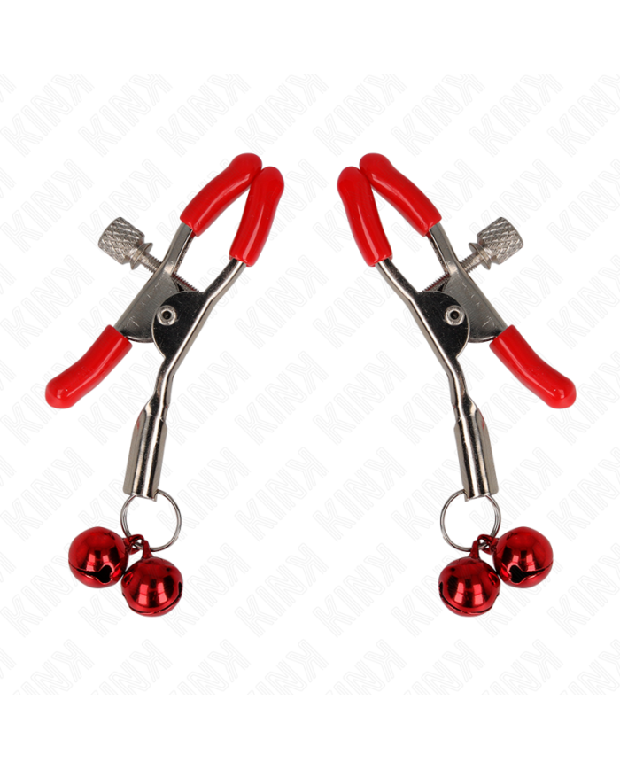 KINK PINZAS PARA PEZONES ROJAS CON DOBLE CAMPANILLA ROJO 6 CM