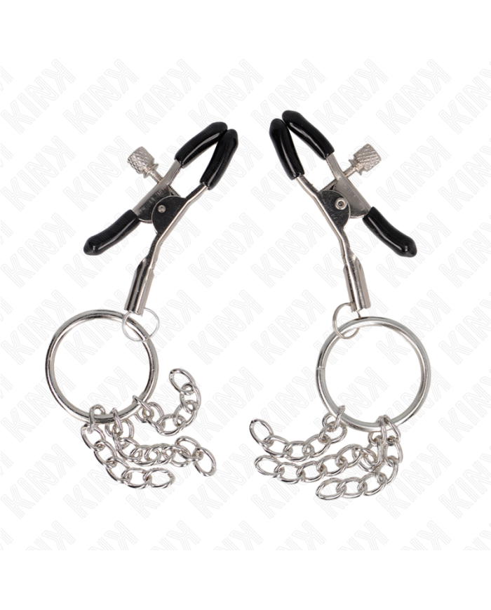 KINK PINZAS PARA PEZONES CON ARO Y PEQUEaAS CADENAS PLATEADO 6 CM