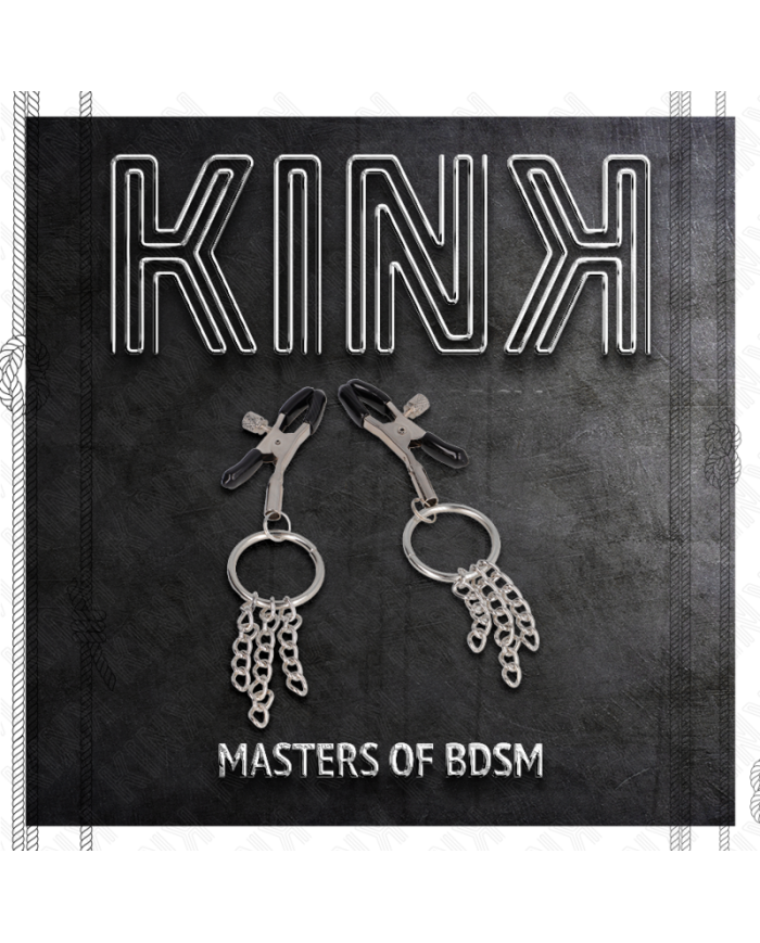 KINK PINZAS PARA PEZONES CON ARO Y PEQUEaAS CADENAS PLATEADO 6 CM