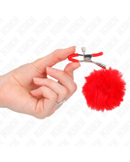 KINK PINZAS PARA PEZONES CON POMPaN ROJO 6 CM