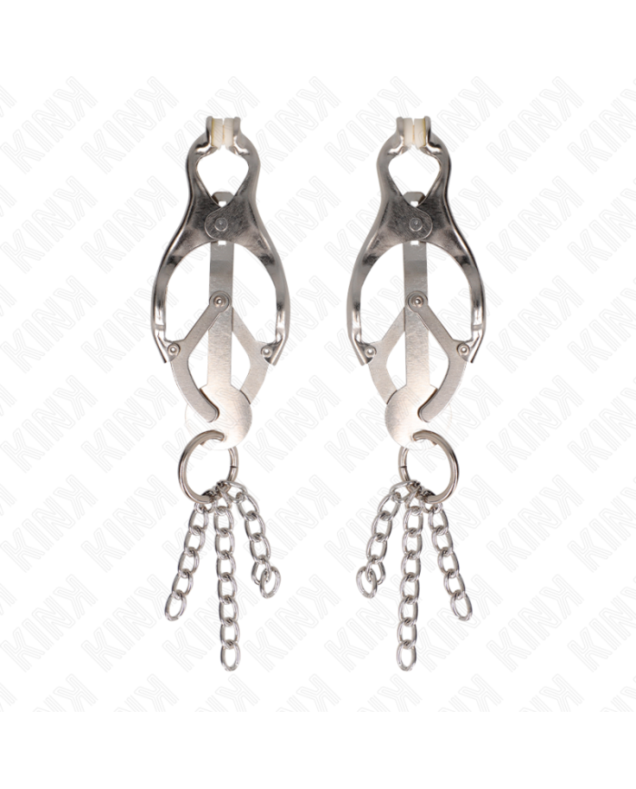 KINK PINZAS PARA PEZONES ESTILO JAPONaS CON CADENAS PLATEADO