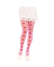 LEG AVENUE MEDIAS CON ABERTURAS CORAZON LAZOS ROSA