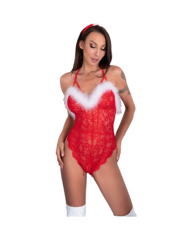 LIVCO CORSETTI FASHION SANTAS LACE LADY BODY CROTCHLESS NAVIDEaO S M