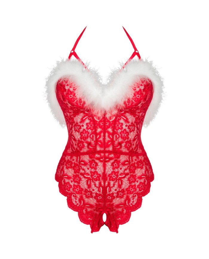 LIVCO CORSETTI FASHION SANTAS LACE LADY BODY CROTCHLESS NAVIDEaO S M