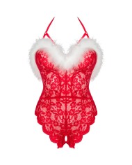 LIVCO CORSETTI FASHION SANTAS LACE LADY BODY CROTCHLESS NAVIDEaO S M