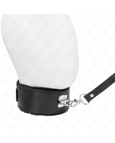 KINK COLLAR CON CORREA 116 CM DE PIEL NEGRO AJUSTABLE 40 48 CM X 6 CM