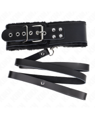 KINK COLLAR CON CORREA 116 CM DE PIEL NEGRO AJUSTABLE 40 48 CM X 6 CM