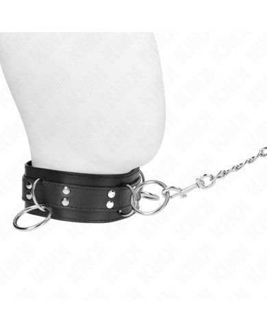 KINK COLLAR CON CORREA 80 CM ESCLAVITUD 3 ANILLOS 53 X 5 CM