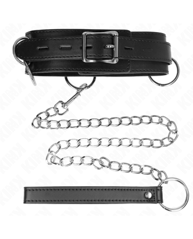 KINK COLLAR CON CORREA 80 CM ESCLAVITUD 3 ANILLOS 53 X 5 CM