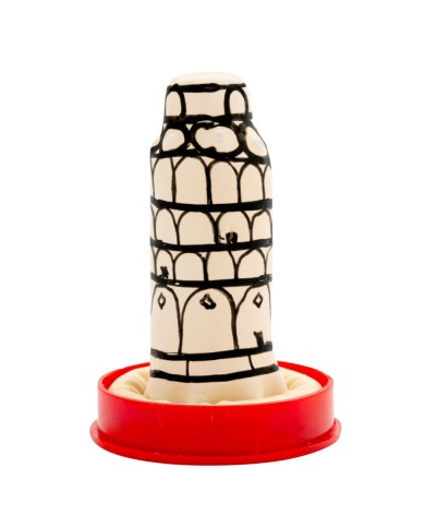 CONDOMERIE PRESERVATIVO DECORATIVO PINTADO A MANO TORRE DE PISA