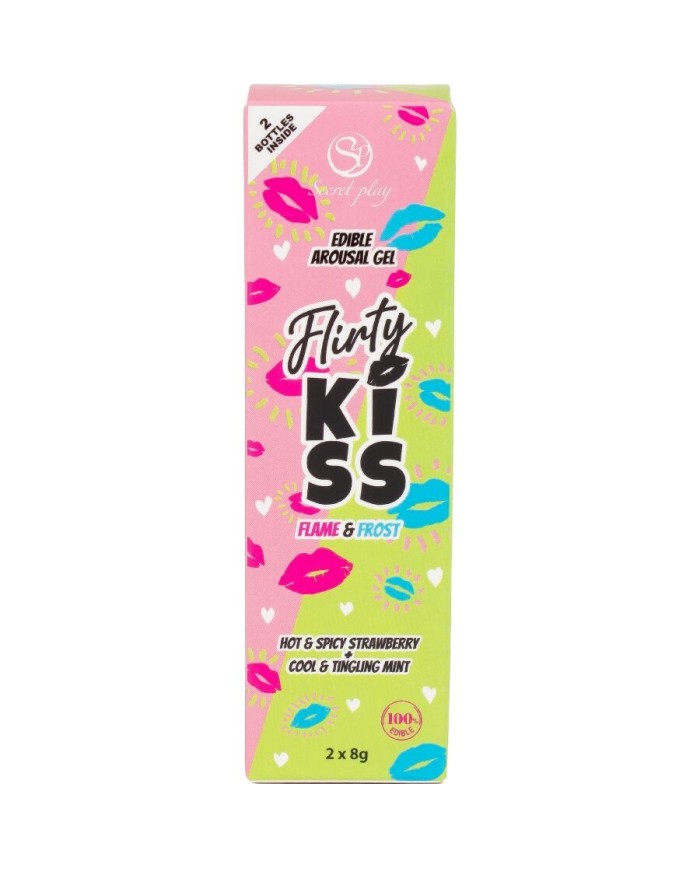SECRETPLAY FLIRTY KISS GELES CON EFECTOS SEXO ORAL FRESA MENTA 2 x 8 GR