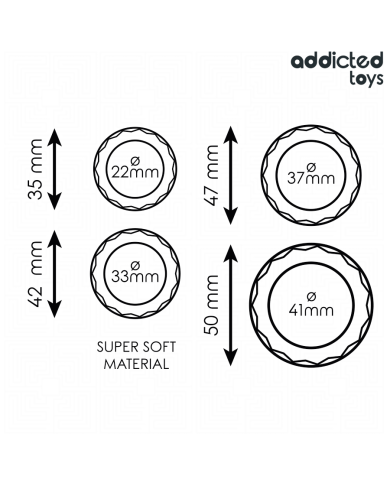 ADDICTED TOYS SET ANILLOS PENE TEXTURIZADOS 4 TAMANOS