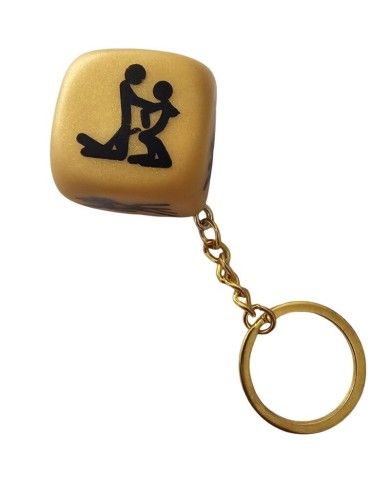 DIABLO PICANTE LLAVERO DADO DORADO CON POSTURAS