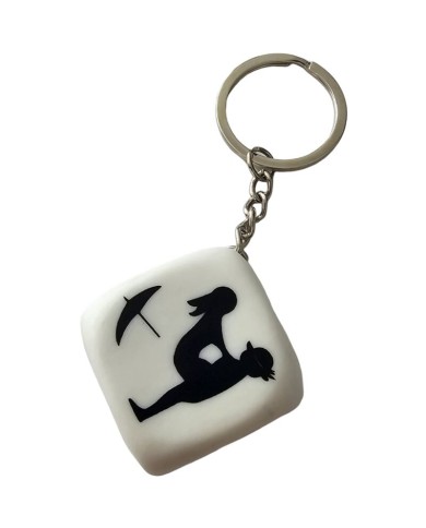 DIABLO PICANTE LLAVERO DADO BLANCO CON POSTURAS