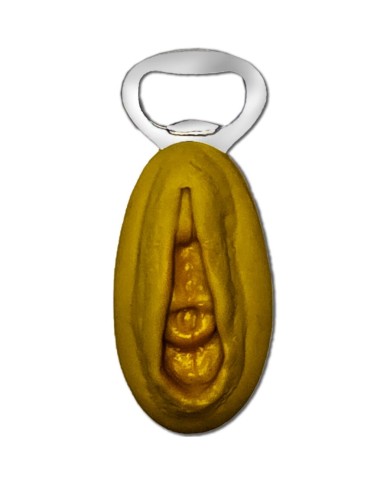 DIABLO PICANTE ABRIDOR PLATEADO CON FORMA VAGINA DORADA