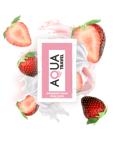 AQUA TRAVEL LUBRICANTE BASE AGUA SABOR FRESA Y NATA 6 ML AQUA TRAVEL LUBRICANTE BASE AGUA SABOR FRESA Y NATA 6 ML