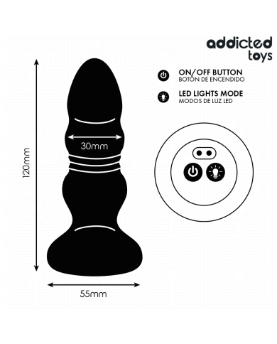 ADDICTED TOYS PLUG ANAL VIBRADOR THRUSTING Y LUZ LED CONTROL REMOTO